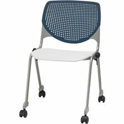 KFI Stacking Chair - Navy, White - 1 Each