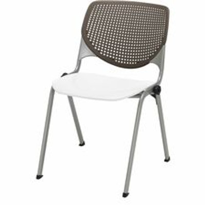 KFI Stacking Chair - Polypropylene Seat Material - Polypropylene Back Material - Steel Frame Material - Four-legged Base - Brownstone, White - 1 Each