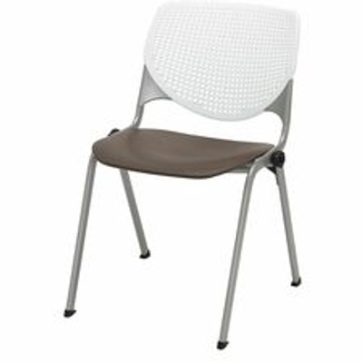 KFI Stacking Chair - Polypropylene Seat Material - Polypropylene Back Material - Steel Frame Material - Four-legged Base - White, Brownstone - 1 Each