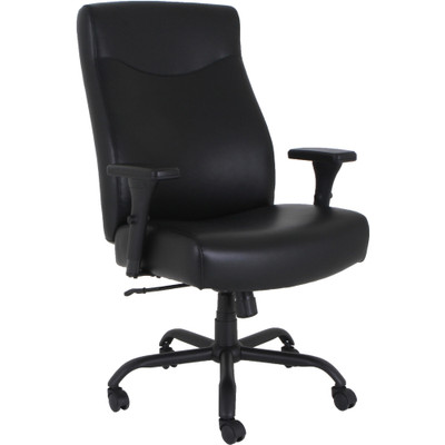 Lorell Big & Tall Executive High-Back Chair With Adjustable Arms - Black Seat Color - Bonded Leather Seat Material - Black Back Color - Bonded Leather Back Material - High Back - 5-star Base - Armrest - 1 Each