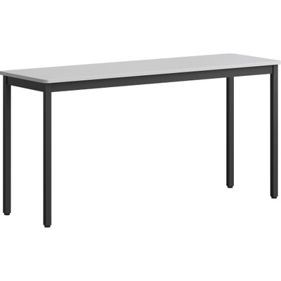 Lorell Utility Table - Gray Rectangle, Laminated Top - Powder Coated Black Base - 500 lb Capacity - 59.88" Table Top Width x 18.13" Table Top Depth - 30" Height - Assembly Required - Melamine Top Material - 1 Each