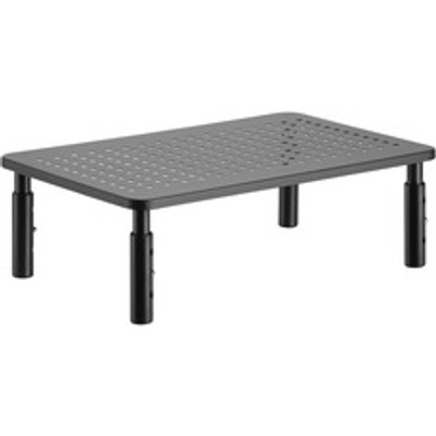 Lorell Height-Adjustable Device Stand - 44 lb Load Capacity - 5.50" Height x 9.25" Width x 14.50" Depth - Desktop - Steel - Black