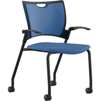 9 to 5 Seating Bella Fixed Arms Mobile Stack Chair - Latte Seat Color - Thermoplastic Seat Material - Latte Back Color - Thermoplastic Back Material - Powder Coated, Black Frame Color - Four-legged Base - 1 Each
