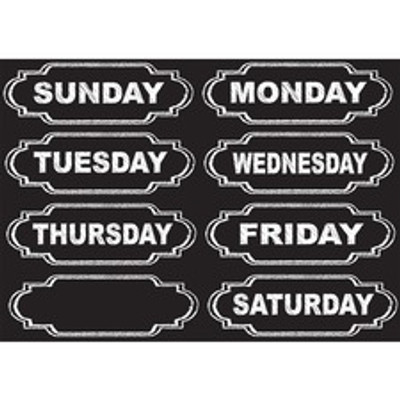 Ashley Magnetic Chalkboard Days of the Week - 8 - Die-cut, Write on/Wipe off - 1 Each - Multicolor