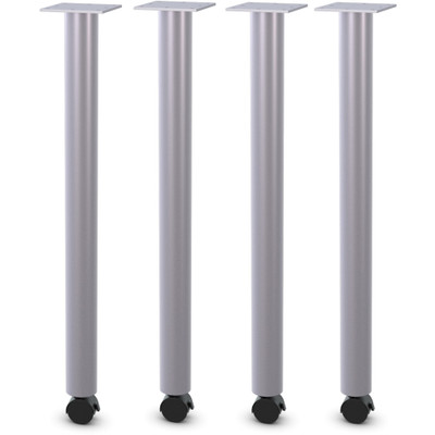 Lorell Tabletop Post Legs - 27.8" Height x 1" Width x 2" Depth, x 2" Diameter Caster - Material: Steel - Finish: Gray - 4 / Set