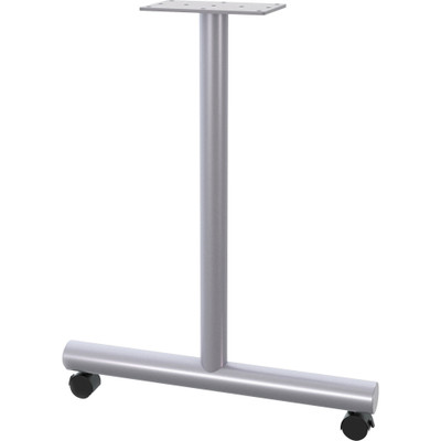 Lorell Tabletop Wheeled T-Leg Base - 27.8" Height, x 2" Diameter Caster - Material: Tubular Steel - Finish: Gray - 2 / Set