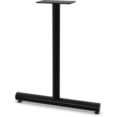 Lorell Tabletop T-Leg Base with Glides - 27.8" Height x 2" Diameter - Material: Tubular Steel - Finish: Black - 2 / Set