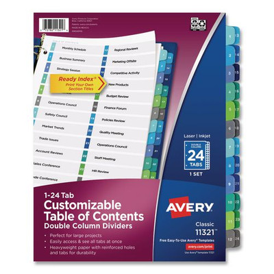 Customizable Toc Ready Index Double Column Multicolor Dividers, 24-tab, Letter