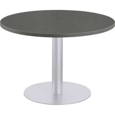Special-T Sienna Bar-height Cafe Table - Gray Round Top - Powder Coated, Metallic Silver Base - 1.25" Table Top Thickness x 42" Table Top Diameter - 42" Height - Assembly Required - High Pressure Laminate (HPL), Particleboard Top Material - 1 Each