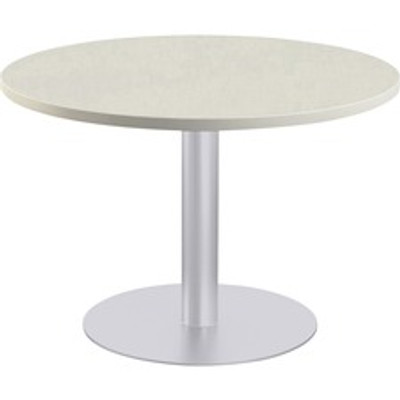Special-T Sienna Cafe Table - Gray Round Top - Powder Coated, Metallic Silver Base - 1.25" Table Top Thickness x 42" Table Top Diameter - 29" Height - Assembly Required - High Pressure Laminate (HPL), Particleboard Top Material - 1 Each