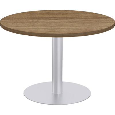 Special-T Sienna Cafe Table - Gray Round Top - Powder Coated, Metallic Silver Base - 1.25" Table Top Thickness x 42" Table Top Diameter - 29" Height - Assembly Required - High Pressure Laminate (HPL), Particleboard Top Material - 1 Each