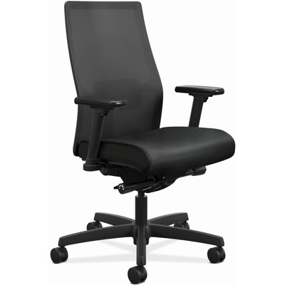 HON Ignition 2.0 Chair - Vinyl Seat Material - Black Back Color - Mesh Back Material - Black Frame Color - Black - 1 Each