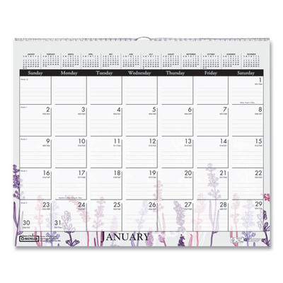 Recycled Wild Flower Wall Calendar, Wild Flowers Artwork, 15 X 12, White/multicolor Sheets, 12-month (jan To Dec): 2022