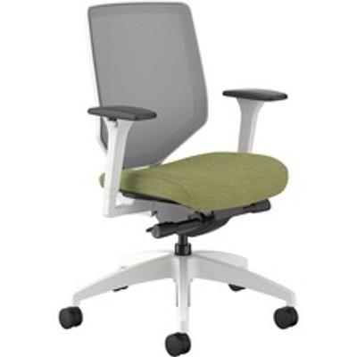 HON Solve Chair - Meadow Seat Color - Fabric Seat Material - Fog Back Color - Mesh Back Material - Designer White Frame Color - Mid Back - Meadow - 1 Each
