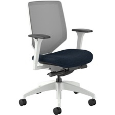 HON Solve Chair - Midnight Seat Color - Fabric Seat Material - Fog Back Color - Mesh Back Material - Designer White Frame Color - Mid Back - Midnight - 1 Each