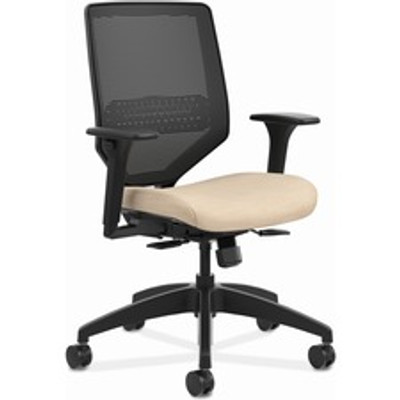 HON Solve Chair - Fabric Seat Material - Black Back Color - Mesh Back Material - Black Frame Color - Mid Back - Putty - 1 Each