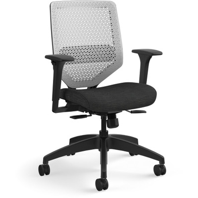 HON Solve Chair - Fabric Seat Material - Titanium Back Color - Black Frame Color - Mid Back - Ink - 1 Each