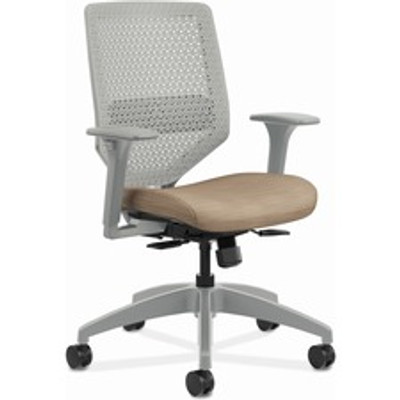 HON Solve Chair - Fabric Seat Material - Titanium Back Color - Black Frame Color - Mid Back - Putty - 1 Each