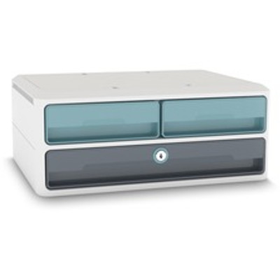 CEP MoovUp Secure Drawer Module - 3 Drawer(s) - 10.81" Height x 14.57" Width x 5.75" Depth - Desktop - Locking Drawer, Handle, Stackable, Key Locked - White - Polystyrene - 1 / Carton