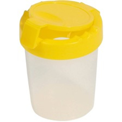 Deflecto Antimicrobial Kids No Spill Paint Cup Yellow - Paint, Brush - 3.93" Height x 3.46" Width x 3.93" Depth - Yellow - Plastic, Polypropylene - 1 Each