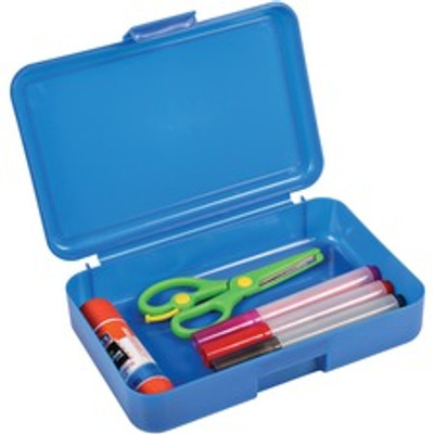 Deflecto Antimicrobial Pencil Box Blue - External Dimensions: 5.4" Width x 8" Depth x 2" Height - Snap Closure - Plastic - Blue - For Pencil, Marker, Supplies - 1 Each