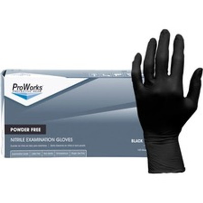ProWorks Black Nitrile Exam Gloves, Powder Free 5 mil (GL-N145F) - 5 mil Thickness - XXL Size - Black - Textured, Latex-free, Non-sterile - 100 / Box