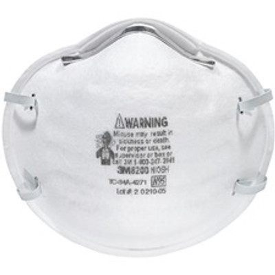 3M N95 Particle Respirator 8200 Masks - Airborne Particle, Mold, Dust, Granular Pesticide, Allergen Protection - White - Disposable, Lightweight, Stretchable, Adjustable Nose Clip - 2/Pack - 12 / Carton