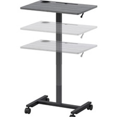 Lorell Height-adjustable Mobile Desk - Weathered Charcoal Laminate Top - Powder Coated Base - Height Adjustable - 30" to 43.63" Adjustment - 43" Height x 26.63" Width x 19.13" Depth - Assembly Required - 1 Each