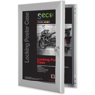 Seco Locking Poster Case - 11" x 14" Frame Size - Rectangle - Portrait, Landscape - Anodized - Weather Proof, Shatter Proof, Lockable, Rust Proof, Water Proof - Aluminum, Plastic, Polycarbonate - Silver - 1 Each