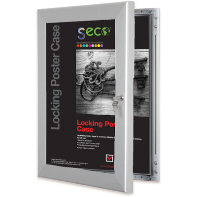 Seco Locking Poster Case - 11" x 14" Frame Size - Rectangle - Portrait, Landscape - Anodized - Weather Proof, Shatter Proof, Lockable, Rust Proof, Water Proof - Aluminum, Plastic, Polycarbonate - Silver - 1 Each