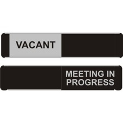 Seco Door Sign - Print/Message "Vacant" , "Meeting In Progress" - 10" Width x 2" Height - Rectangular Shape - Self-adhesive, Adhesive Backing - Aluminum, Polyvinyl Chloride (PVC) - 1 Each