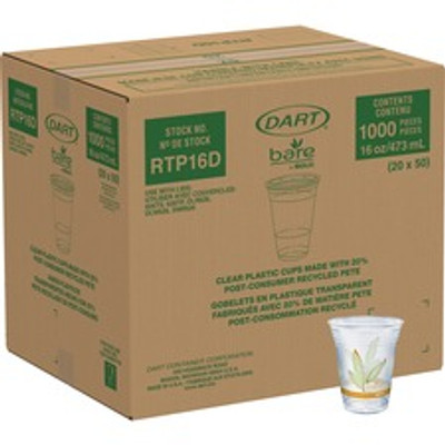 Solo Bare Eco-Forward 16 oz Cold Cups - 16 fl oz - Clear - Paper - Cold Drink, Iced Coffee, Smoothie, Beverage, Beer - Recycled - 50/Pack - 20 / Carton