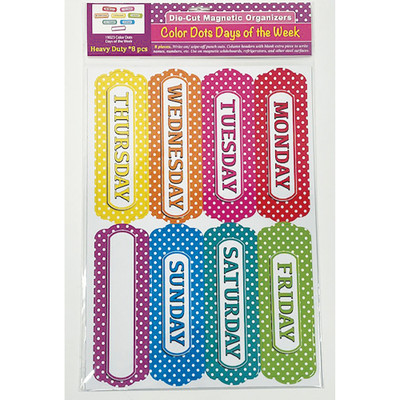Ashley Magnetic Chalkboard Days of the Week - 8 - Write on/Wipe off - 1 Each - Multicolor