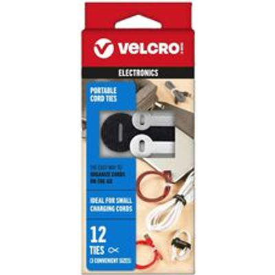 VELCRO&reg; Portable Cord Ties - Cable Tie - Multi - 12 / Pack