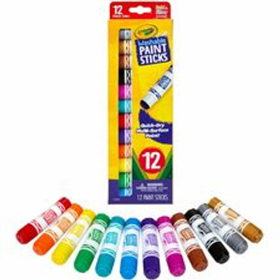 Crayola Project Quick-Dry Paint Sticks - Stick - 12 Color(s) - Assorted - 0.28 fl oz - Washable - 12 / Pack