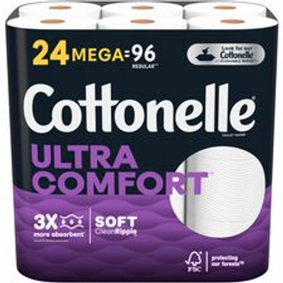 Cottonelle Ultra Comfort Toilet Paper - 2 Ply - 268 Sheets/Roll - CleaningRipples texture - White - Fiber - 24 / Pack