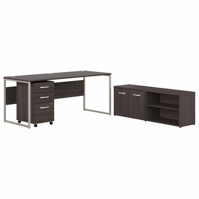 Bush Business Furniture Hybrid Storm Gray Desking Unit - 29.9" Height x 71" Width x 29.4" LengthFile Drawer(s) - Finish: Storm Gray - 1 Each