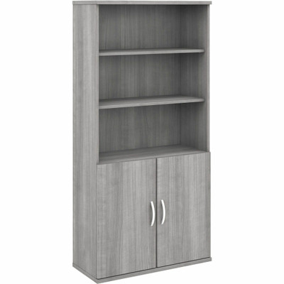 Bush Business Furniture Studio A Collection Desking Unit - 72.8" Height x 35.7" Width x 16.2" Depth - 2 Door(s) - 5 Shelve(s) - 3 Adjustable Shelf(ves) - Finish: Platinum Gray, Laminate - 1 Each