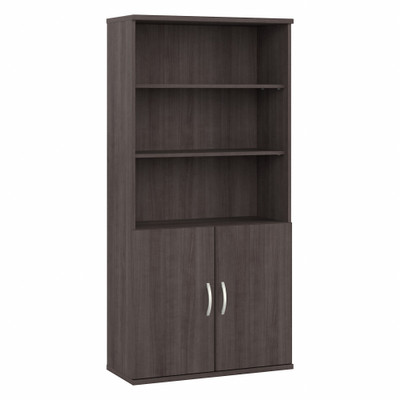 Bush Business Furniture Studio A Storm Gray Office Unit - 72.8" Height x 35.7" Width x 16.2" Depth - 2 Door(s) - 5 Shelve(s) - 3 Adjustable Shelf(ves) - Finish: Storm Gray, Laminate - 1 Each