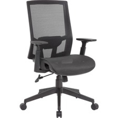 Boss Mesh Task Chair - Black Seat Color - Black Back Color - Black Frame Color - 5-star Base - Mesh - Armrest - 1 Each