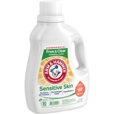 Arm & Hammer Free & Clear Liquid Detergent - 67.5 fl oz (2.1 quart) - Hypoallergenic, Dye-free, Preservative-free, Scent-free, Allergen-free - Clear Bottle - 1 Each