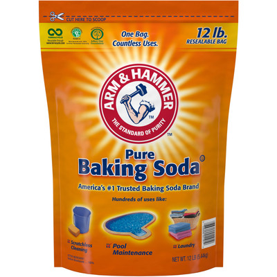 Arm & Hammer Pure Baking Soda - 192 oz (12 lb) - Chemical-free, Deodorize, Resealable, Non-scratching Bag - 4 / Carton