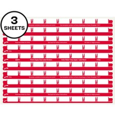 Avery&reg; 8 Tab Easy Print & Apply Clear Label Sheet Refills (11226) - Inkjet, Laser - Clear - Plastic - 3 Total Sheets - 30/Pack - 240 / Pack