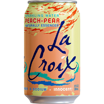 LaCroix Peach-Pear Flavored Sparkling Water - Ready-to-Drink - 12 fl oz (355 mL) - Peach Pear - 12/Pack - 2 / Carton