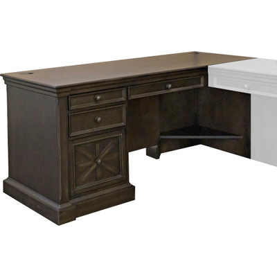 Martin Kingston Desk with Pedestal Box 1 of 2 - 30" Height x 66" Width x 30" Depth - 4 x Utility, File Drawer(s) - Material: Wood - Finish: Dark Chocolate, Rub Through - 1 Each