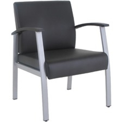 Lorell Mid-Back Healthcare Guest Chair - Vinyl Seat Material - Vinyl Back Material - Powder Coated Silver Frame Color - Steel Frame Material - Mid Back - Four-legged Base - Black - Armrest - 1 Each