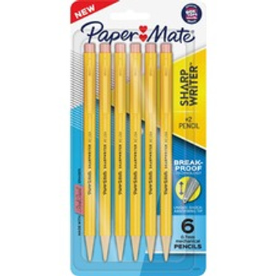 Paper Mate Sharpwriter Mechanical Pencils - 0.7 mm Black Lead - HB/#2 - Yellow Barrel - 6 / Pack