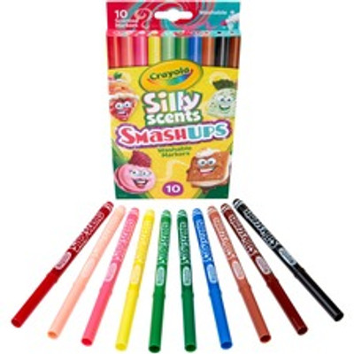 Crayola Silly Scents Slim Scented Washable Markers - Broad, Fine Marker Point - Washable - Assorted Ink - Water Based - Assorted Barrel - 10 / Pack