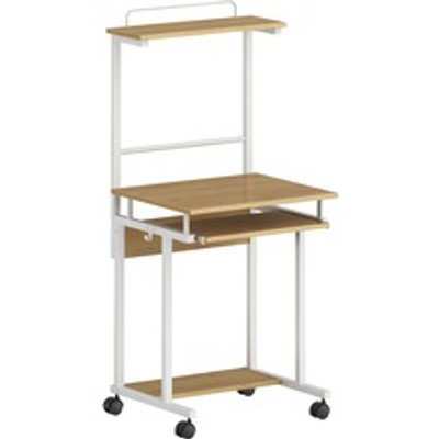 LYS Mobile Computer Workstation with Keyboard Tray - Maple Laminate Top - 53.50" Height x 23.63" Width x 20.63" Depth - Assembly Required - Medium Density Fiberboard (MDF) Top Material - 1 Each