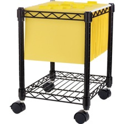 LYS Mobile Wire Filing Cart - 4 Casters - 15.50" Width x 14" Depth x 19.50" Height - Metal Frame - Black - 1 Each
